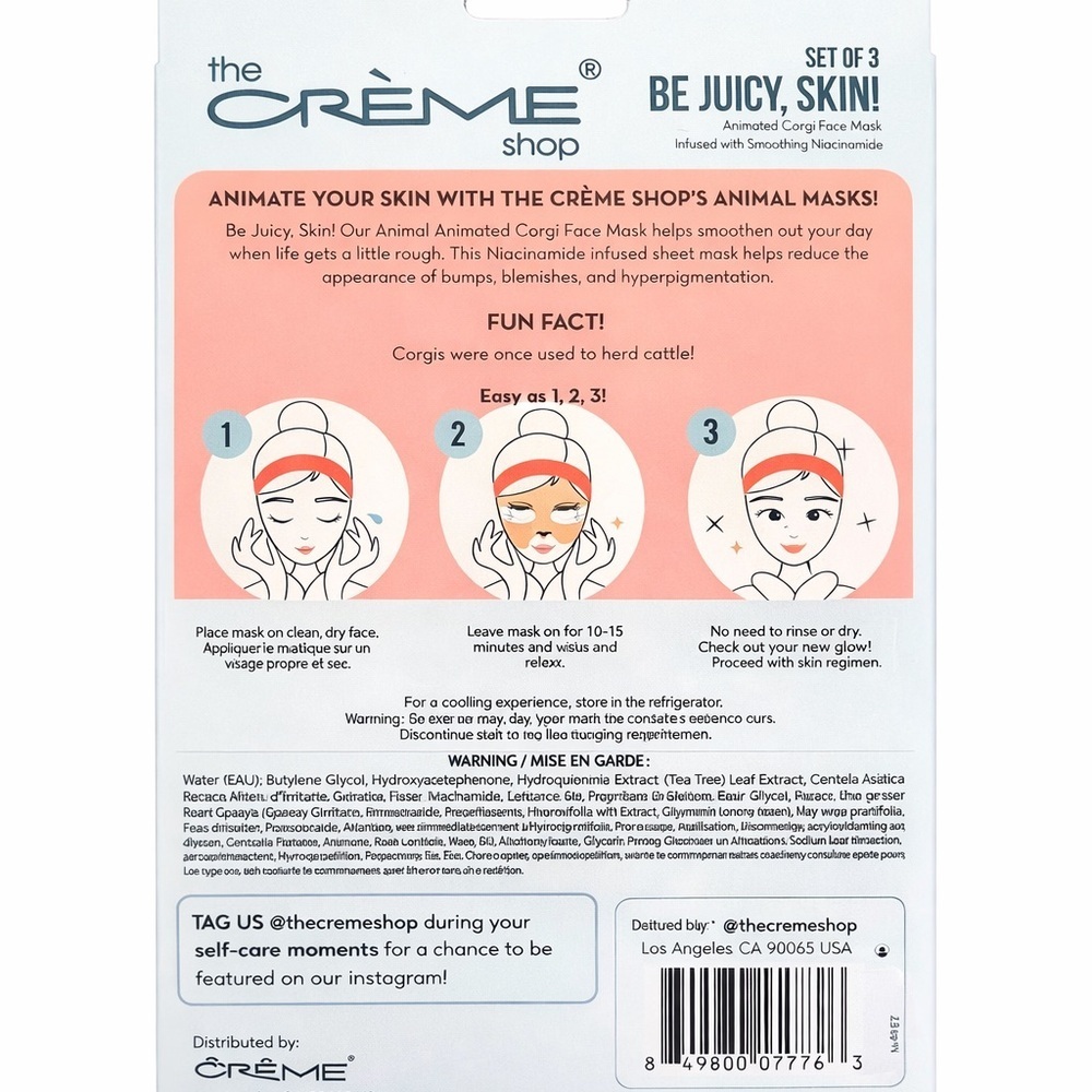 π«§ 2/35$ K-Beauty β’ NWT Korean Skincare Corgi Sheet Masks Set of 3 Sheets - Picture 2 of 3